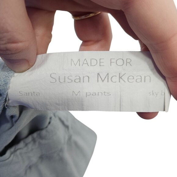 Dress Me Linen Light Blue Linen Ruffle Hem Pants Womens M Elastic Waist Cropped‎ - Picture 4 of 10